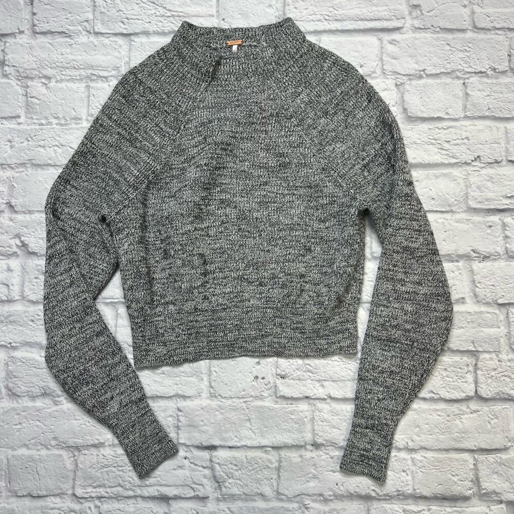 Free People Two Good Mock Neck Sweater Size XS Heather Gray Long Sleeve